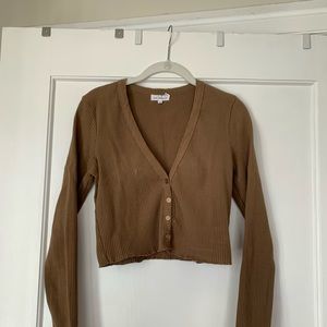 Good American Ribbed Long Sleeve Shirt Olive Green (Size 2)